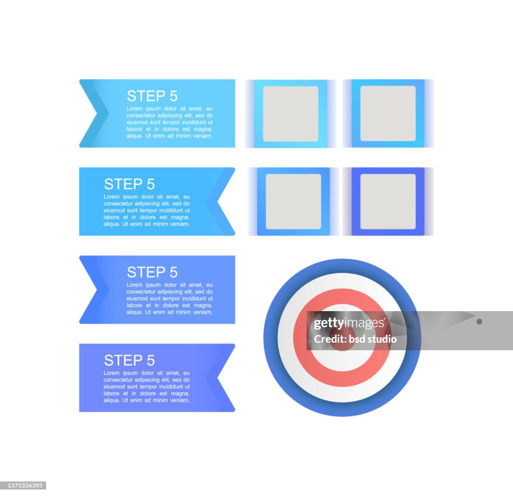 Basic Circular Target Circular Target With Blue Flags Infographic Chart Design Element Set ...