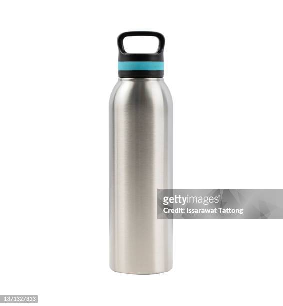 aluminum bottle water isolated white background - water supply stockfoto's en -beelden