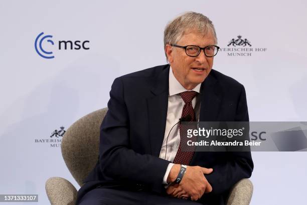 Bill Gates, co-chair of the Bill & Melinda Gates Foundation, speaks during a panel discussion at the 2022 Munich Security Conference on February 18,...