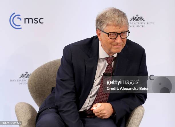 Bill Gates, co-chair of the Bill & Melinda Gates Foundation, is pictured during a panel discussion at the 2022 Munich Security Conference on February...