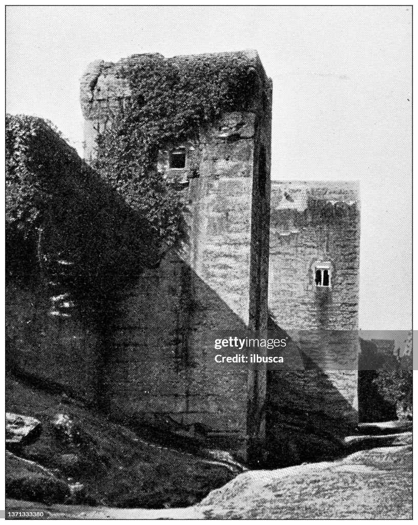 Fotografias de viagens antigas da Espanha: Torre de Alhambra e paredes