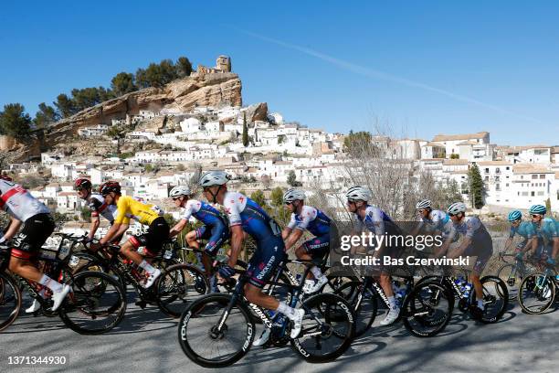 Alessandro Covi of Italy and UAE Team Emirates yellow leader jersey, Zdenek Stybar of Czech Republic and Team Quick-Step - Alpha Vinyl, Florian...