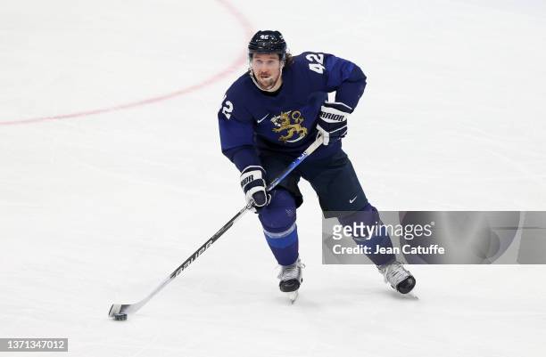 Sami Vatanen of Finland during the Men's Ice Hockey Playoff Semifinal match between Team Finland and Team Slovakia on Day 14 of the Beijing 2022...