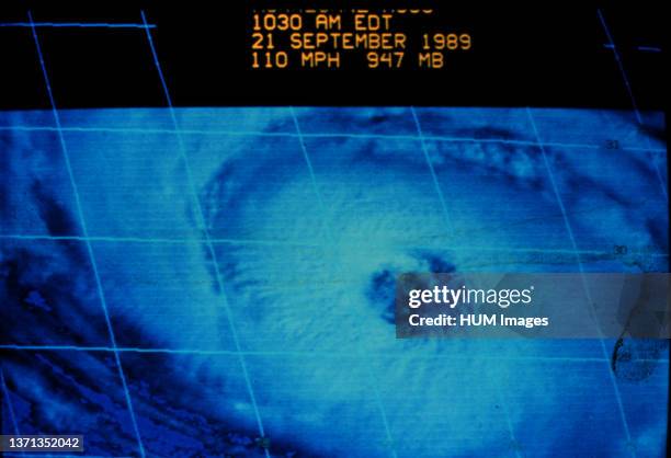 Visible spectra satellite image of Hurricane Hugo on September 21, 1989.