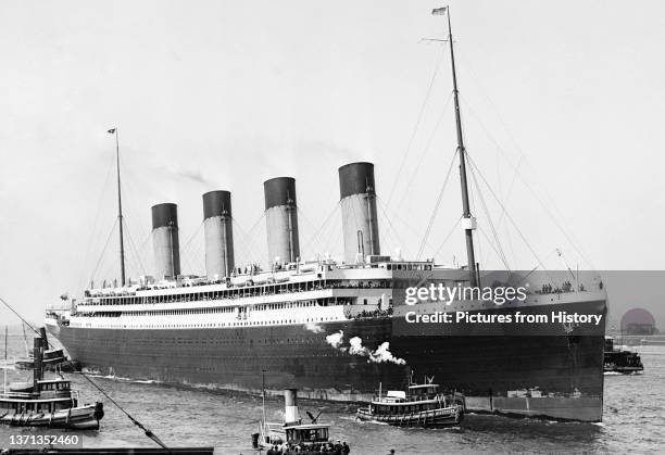 Olympic arriving at New York on her maiden voyage on 21 June 1911.