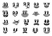 Set of retro cartoon mascot characters