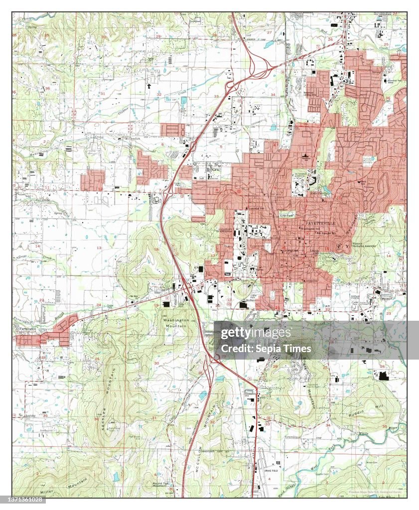 Fayetteville, Arkansas, map.