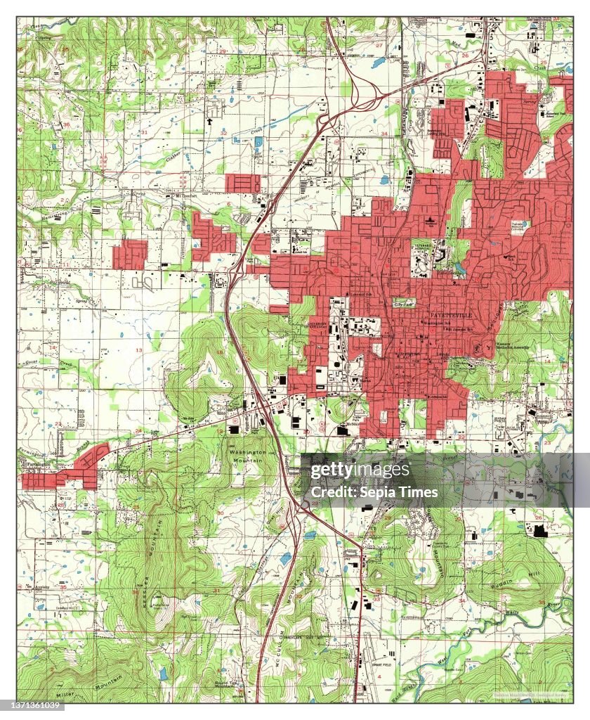 Fayetteville, Arkansas, map.