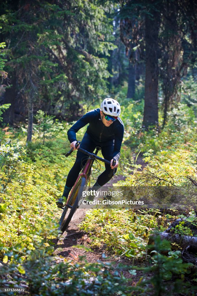 Gravel Bike Ride on a Mountain Trail