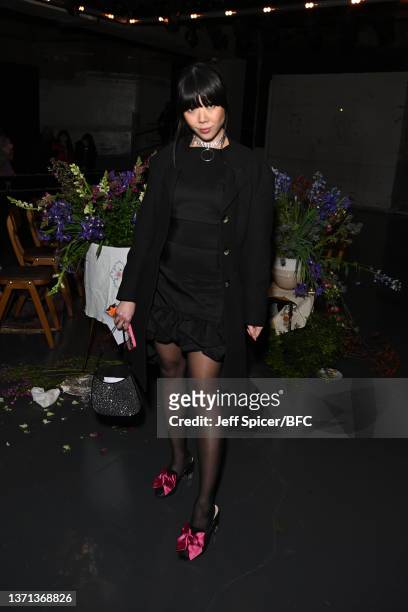 Susie Lau on the front row at the S.S. Daley show during London Fashion Week February 2022 on February 18, 2022 in London, England.