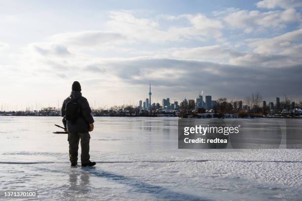 a tourist watching tommy thompson parkin  toronto canada - toronto ontario stock pictures, royalty-free photos & images