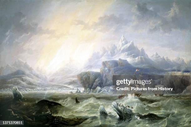 'Erebus and Terror in the Antarctic, August 1841', Ross Expedition, oil on canvas, John Wilson Carmichael , 1847.