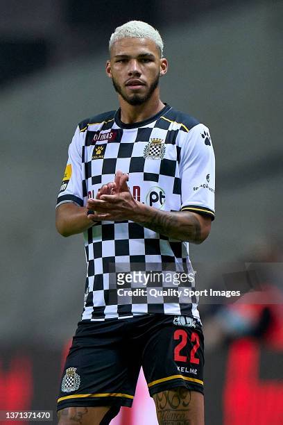 Nathan of Boavista FC reacts during the Liga Portugal Bwin match between Boavista FC and SL Benfica at Estadio do Bessa Seculo XXI on February 18,...