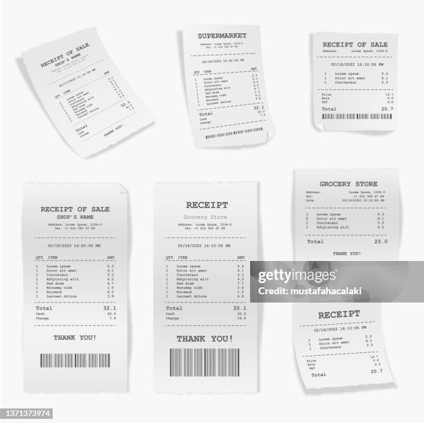 stockillustraties, clipart, cartoons en iconen met receipt of sale set isolated on white background - receipts