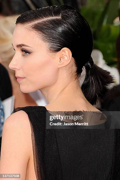 Actress Rooney Mara arrives at the 69th Annual Golden Globe Awards held at the Beverly Hilton Hotel on January 15, 2012 in Beverly Hills, California.