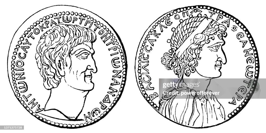 Ancient Greek Anthony and Cleopatra Tetradrachm Coin - 1st Century BC