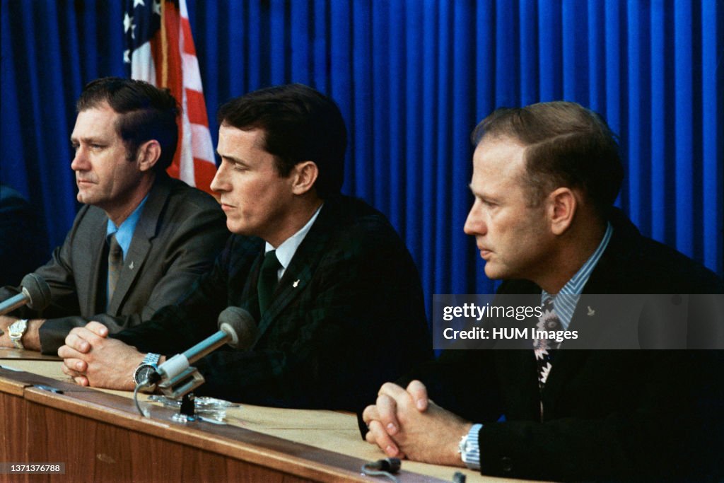 Astronauts at Skylab 4 press conference