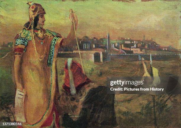 'King Solomon and Jerusalem', oil on canvas by Shigeru Aoki for 'The Story of the Old Testament', c. 1906.