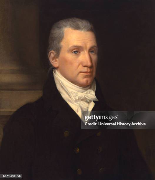 James Monroe , 5th President of the United States 1817-25, Head and Shoulders Portrait, oil on canvas Painting by John Vanderlyn, 1816.