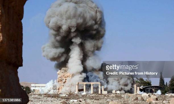The destruction of the Temple of Bel, or Baal, by the Islamic State in Iraq and the Levant, Palmyra, August 2015.