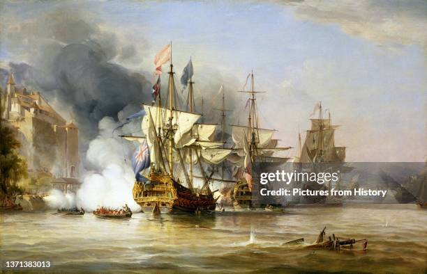 'The Capture of Puerto Bello, 21 November 1739'. Oil on canvas painting by George Chambers Senior , 1838. Portobello was founded in 1597 by Spanish...