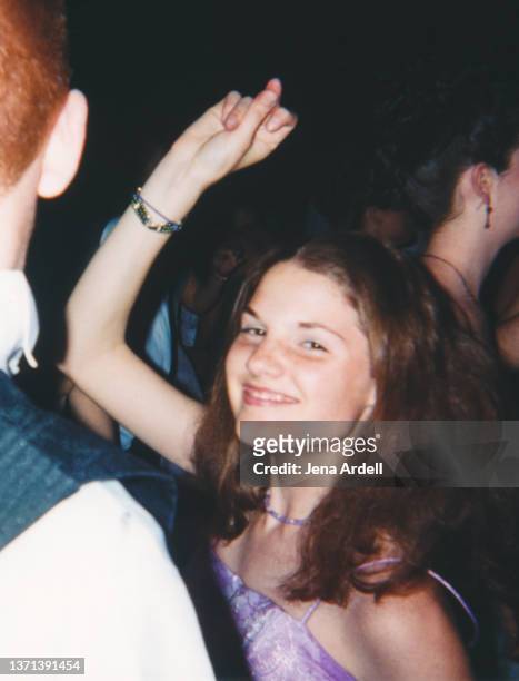 vintage candid teenage girl dancing at prom 1990s 2000s y2k teen - archival images stock pictures, royalty-free photos & images