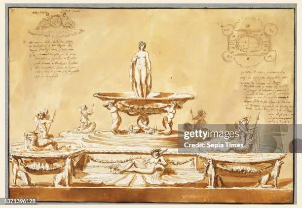 Inkstand, Giuseppe Barberi, Italian, 1746Ð1809, Pen and brown ink, brush and brown wash, graphite on off-white laid paper, Intended to be executed in...