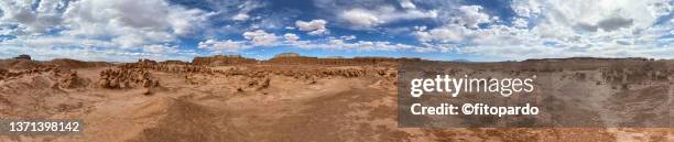 hoodoos at the goblin valley state park wide shot - goblin valley state park stock pictures, royalty-free photos & images