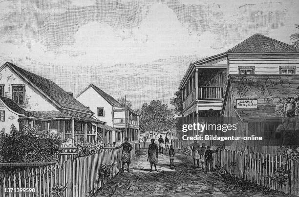 Street in Apia on the Samoa Islands, Samoa, in 1880.