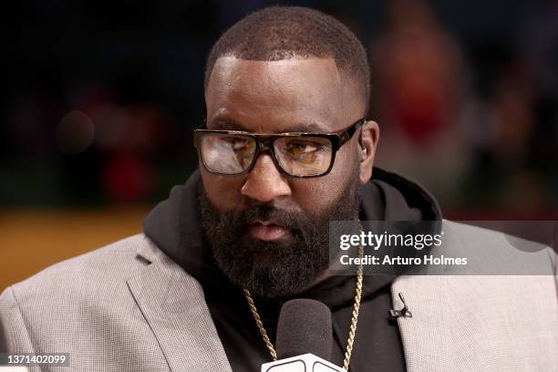 Kendrick Perkins attends the Ruffles NBA All-Star Celebrity Game during the 2022 NBA All-Star Weekend at Wolstein Center on February 18, 2022 in...