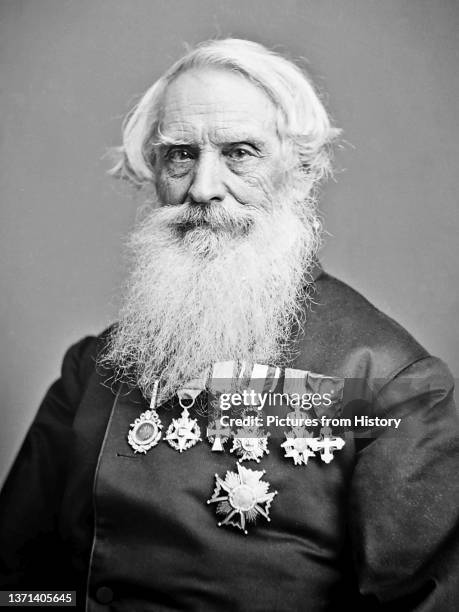 Samuel F. B. Morse , painter and inventor, contributor to the Morse code, portrait photograph by Mathew Brady , 1866.