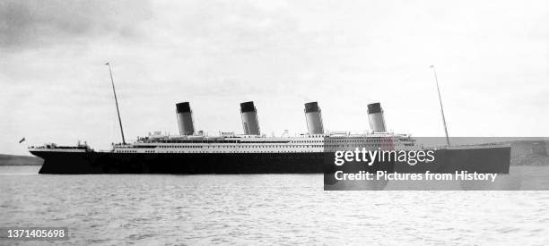 Titanic in Cork harbour, Ireland, 11 April 1912, four days prior to the tragedy.