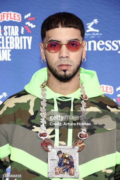Anuel AA attends the Ruffles NBA All-Star Celebrity Game during the 2022 NBA All-Star Weekend at Wolstein Center on February 18, 2022 in Cleveland,...