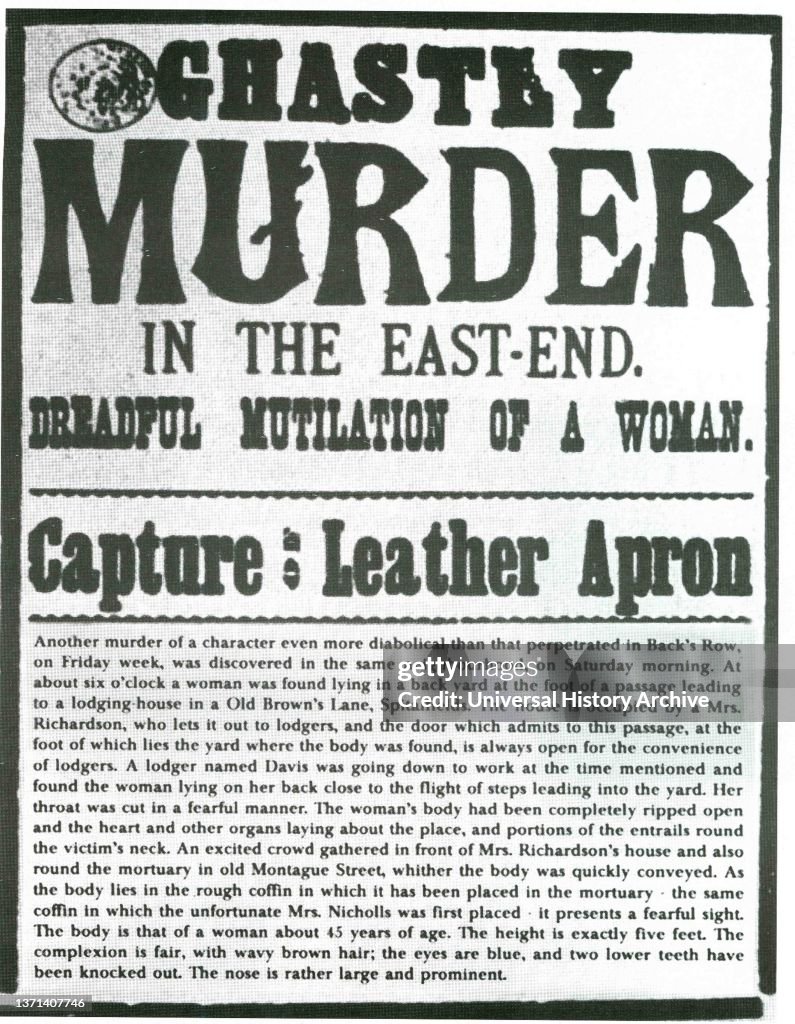 Newspaper broadsheet referring to the Whitechapel murderer Jack the Ripper.