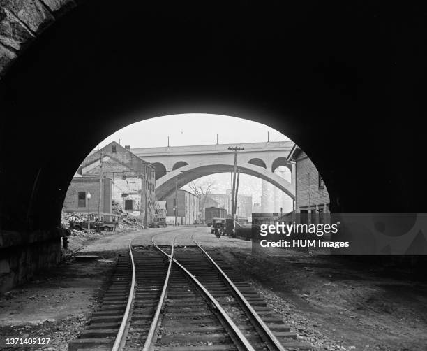 Train tracks near Potomac River, Washington, D.C. Ca. April 1930.