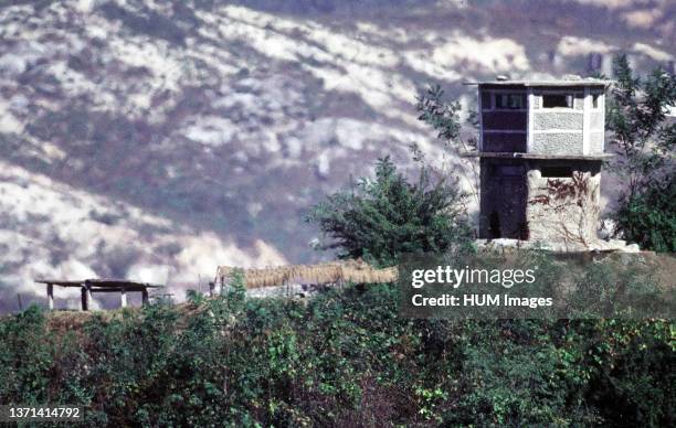 Oct. 1998, A North Korean observation post in the Demilitarized Zone..