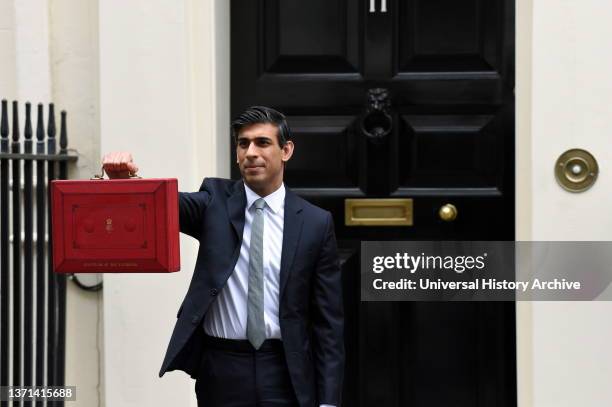 Rishi Sunak British politician delivers the Budget. March 2021. Sunak who has been Chancellor of the Exchequer since February 2020. A member of the...