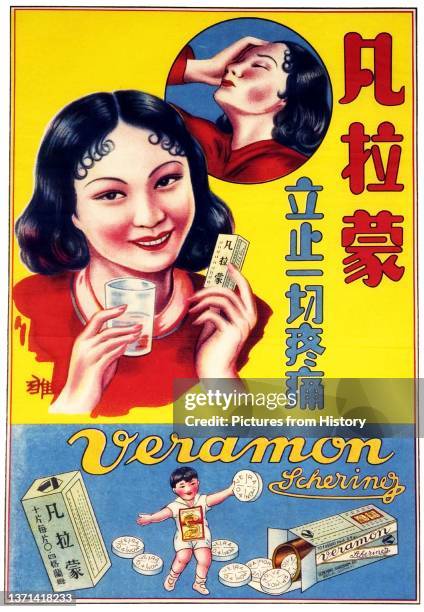 Advertising poster for Veramon anti-pain and headache medication, c. 1930.