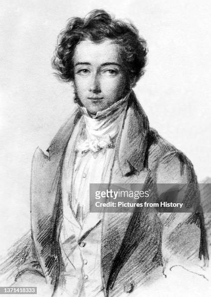 The philosopher and historian Alexis de Tocqueville , anonymous drawing, c. 1850.