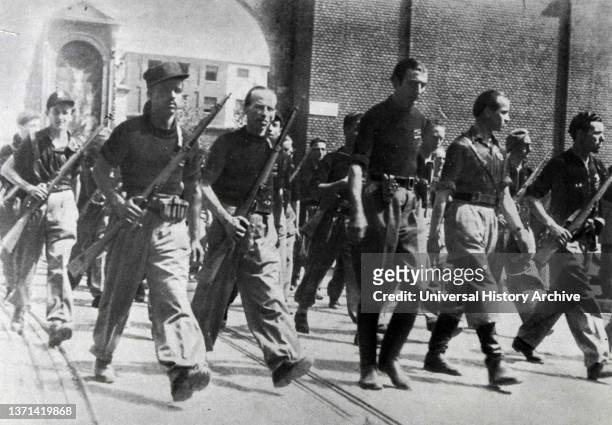 Auxiliary Corps of the Black Shirts' Action Squads, known as the Black Brigades , a Fascist paramilitary groups, organized and run by the Republican...