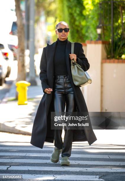 Model Jasmine Tookes is seen on February 18, 2022 in Los Angeles, California.