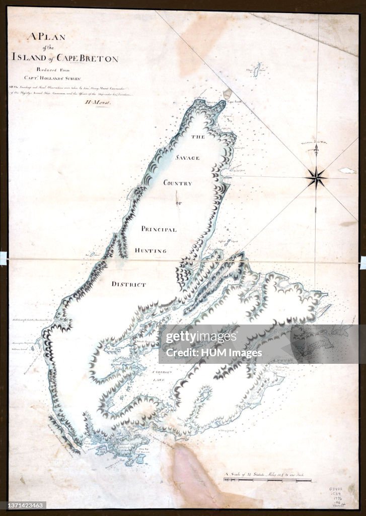 Vintage Maps / Antique Maps - A plan of the island of Cape Breton ca. 1776