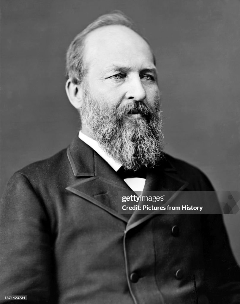 USA: James A Garfield (1831Ð1881) was the 20th President of the United States, serving from 1877 to 1881. photographic portrait, c. 1877