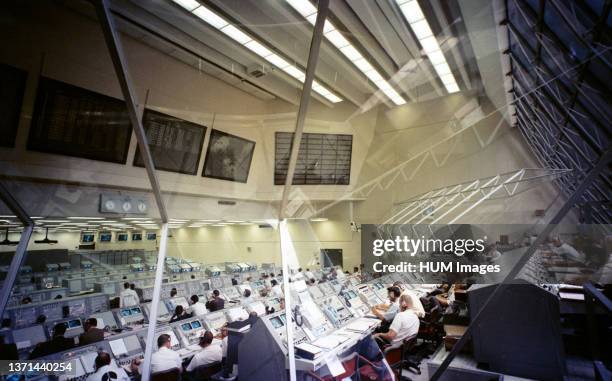 Overall view of Firing Room 3 of the Launch Control Center, Launch Complex 39, Kennedy Space Center, Florida, during an Apollo 10 Countdown...
