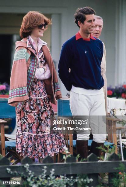 Lady Sarah Spencer and Charles, Prince of Wales attend an polo match at Smith's Lawn, in Windsor Great Park, Windsor, Berkshire, England, 1st July...