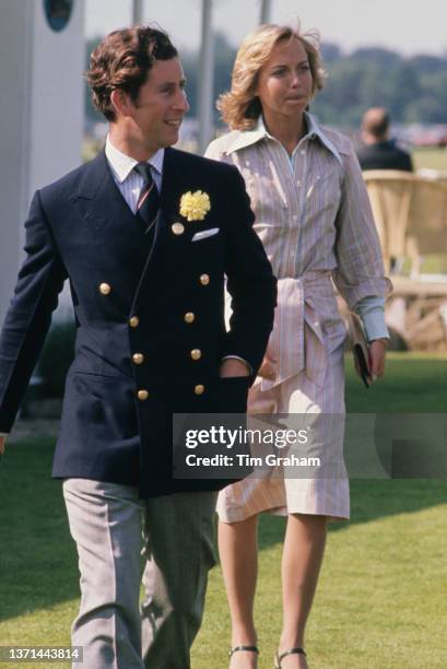 British Royal Charles, Prince of Wales, with his girlfriend, Davina Sheffield, at Smith's Lawn, in Windsor Great Park, Windsor, Berkshire, England,...