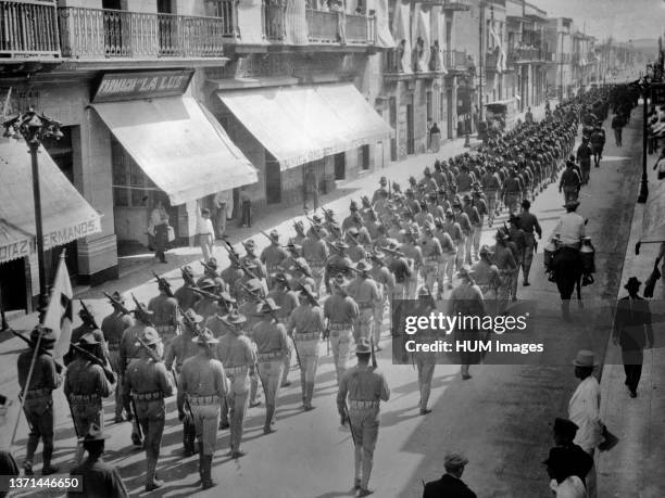 American troops during the U.S. Occupation of Veracruz, Mexico which took place during the Mexican Revolution. The U.S. Troops entered the city on...