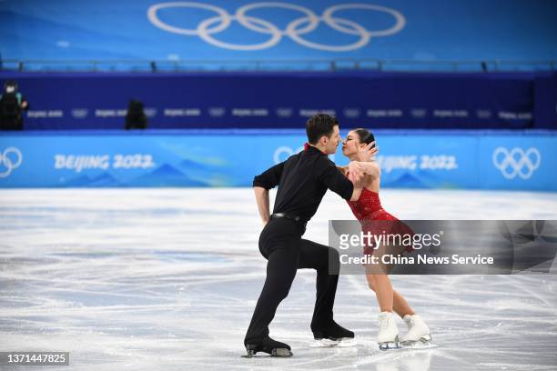 Rebecca Ghilardi and Filippo Ambrosini of Team Italy skate during the Pair Skating Short Program on day fourteen of the Beijing 2022 Winter Olympic...