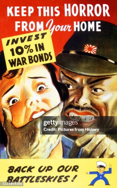 'Keep This Horror From Your Home'. US Army anti-Japanese propaganda poster, World War II .