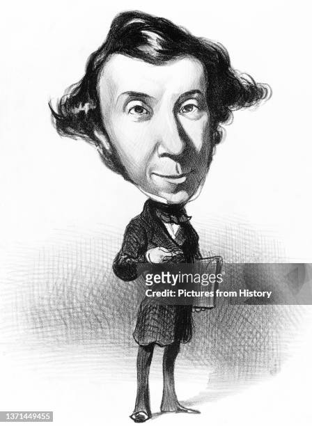 The philosopher and historian Alexis de Tocqueville , caricature by Honore Daumier , 1849.